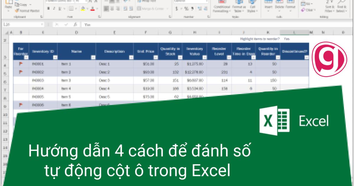 Hướng dẫn 4 cách để đánh số tự động cột ô trong Excel